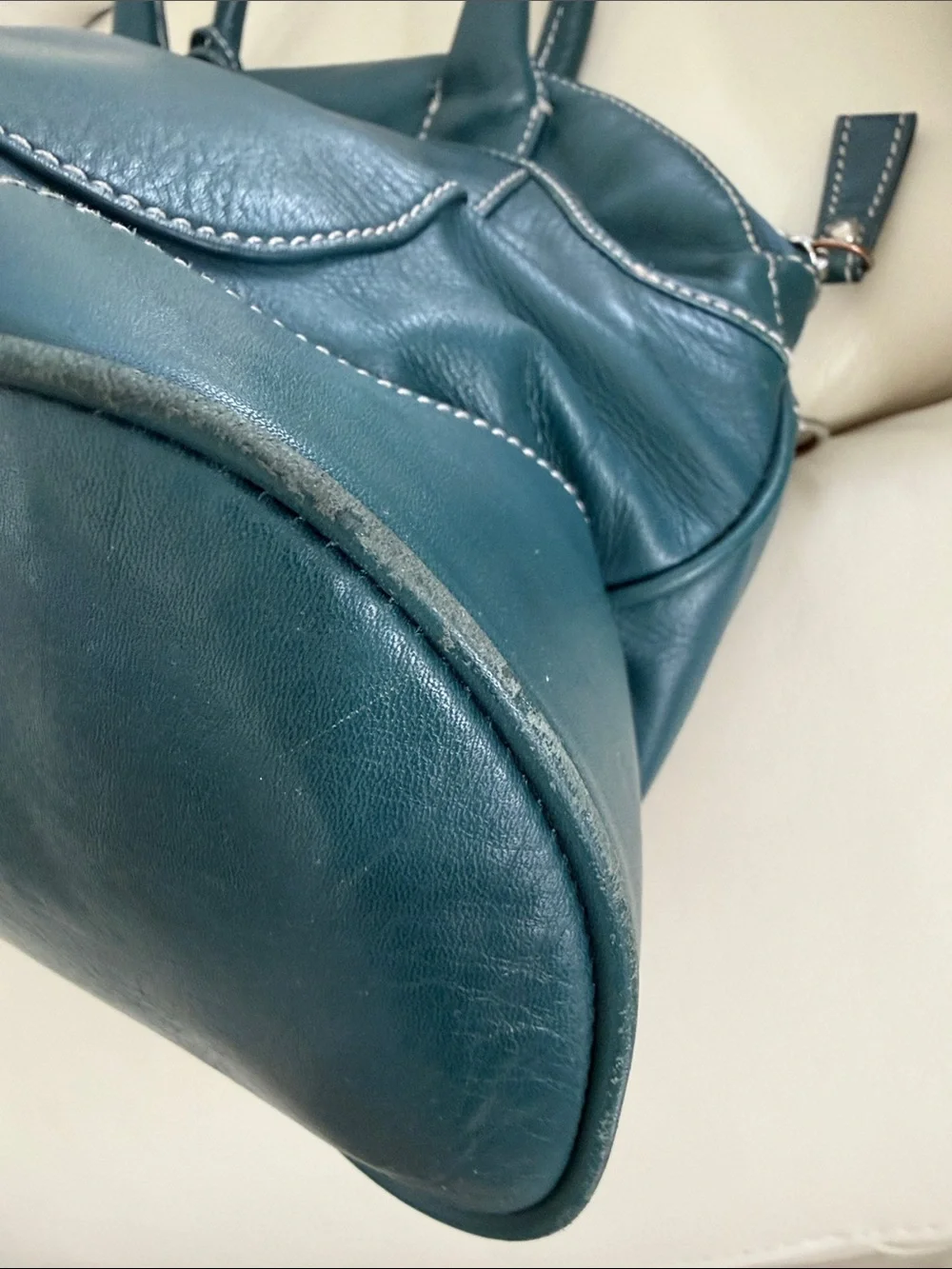 Talbots Beacon Hill domed satchel in a gorgeous teal leather & silver hardware